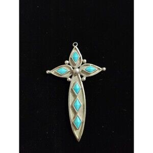 St Labre faux turquoise cross pendant